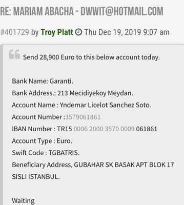 Account Turkey Bank scammers 