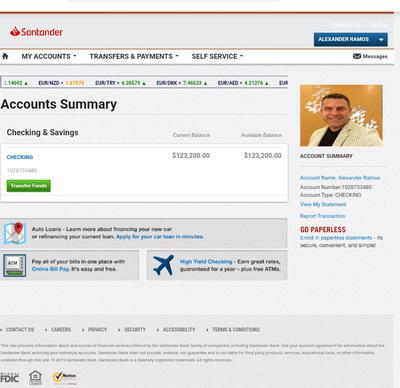 A Fake Santander Online Bank Account Statement