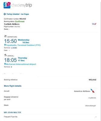 A Fake American Airlines Flight Ticket