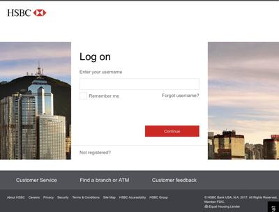 Fake HSBC online banking login web page