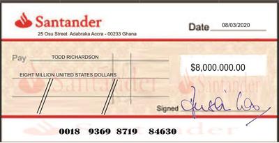 A Fake Santander Bank Check
